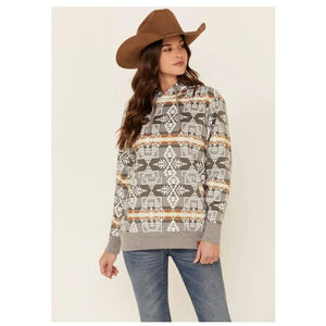 Women's Ariat x Pendleton Grey Brown White Patterned Hoodie L